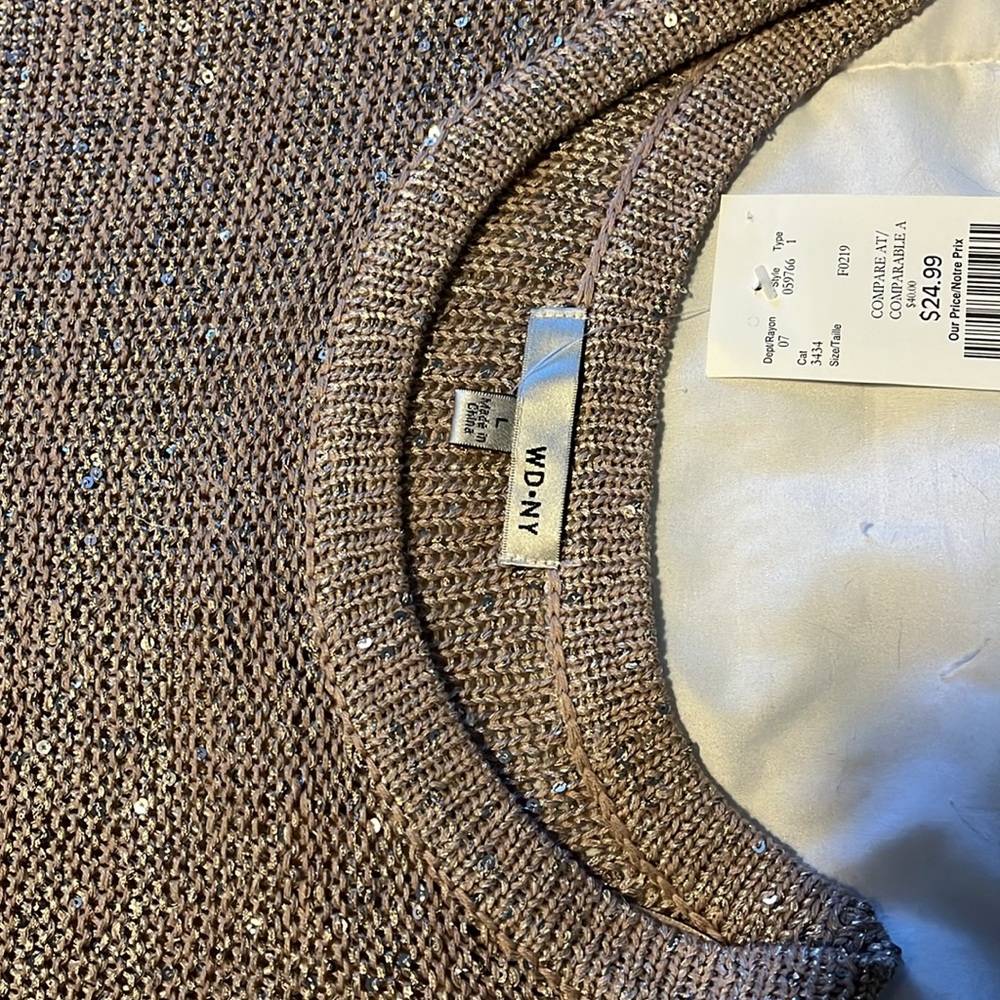 WD.NY sequined boatneck sweater size L - Picture 2 of 6